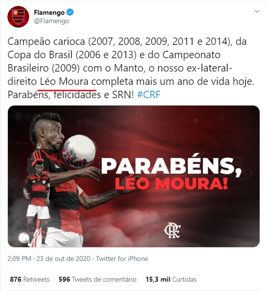 Flamengo recebe 'parabéns' de só um time do Brasileirão »