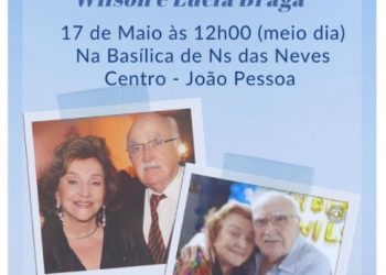 Missa de 1 ano do falecimento de Wilson e Lúcia Braga será nesta 2ª feira