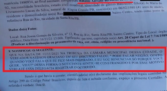 TEMPOS ESTRANHOS- Vereador chama popular de Negão(VÍDEO) que foi à Delegacia e alegou constrangimento