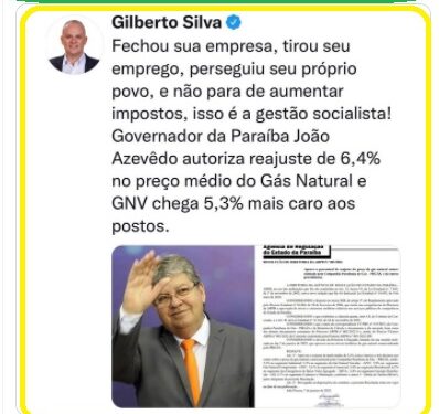 Filho de Bolsonaro repercute postagem do deputado Cabo Gilberto criticando governador da Paraíba
