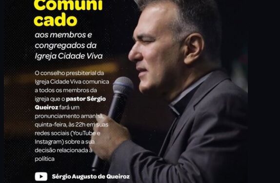 Pastor Sérgio Queiroz fará comunicado sobre decisão de disputar eleição para o Senado