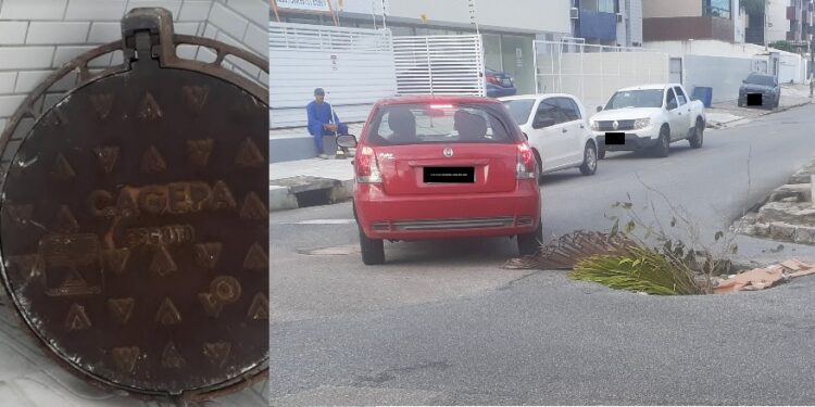 “Boca de lobo” da Cagepa causa transtorno, danos a veículos e risco de acidentes no Bancários