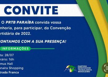 Pastor Sérgio Queiroz confirma convenção do PRTB para o próximo dia 28 às 16h na Domus Hall
