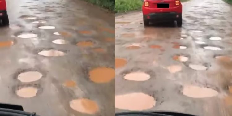 PADRÃO GIRASSOL- Vídeos mostram a buraqueira na estrada que liga Alagoa Grande a Areia