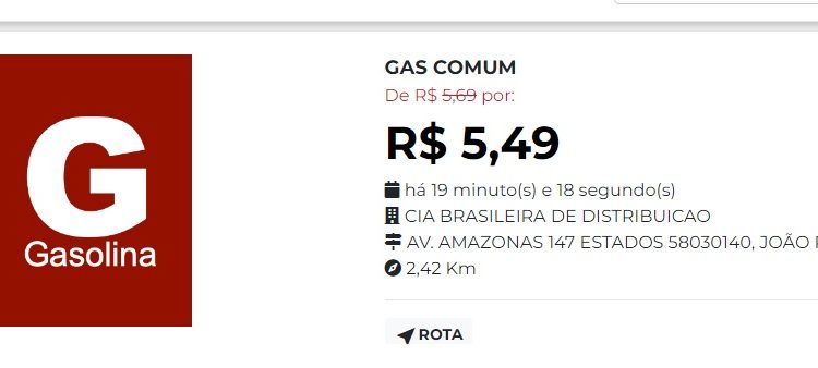 Gasolina a R$ 5,49 em posto no bairro dos Estados, na Capital, revela aplicativo “Preço da Hora”