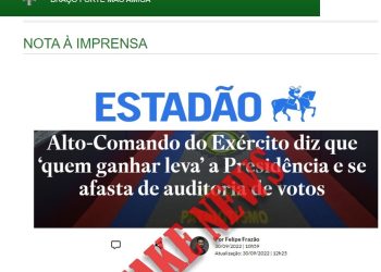 Em nota Alto-Comando do Exército repudia matéria no Estadão de SP : “Inverídicas e tendenciosas”