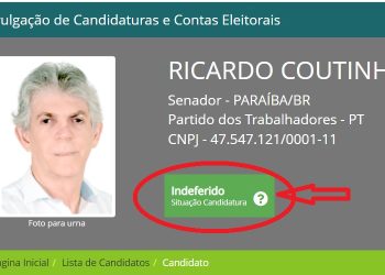 INELEGÍVEL- Após TRE barrar candidatura de Ricardo Coutinho, sistema do TSE já consta “indeferido”