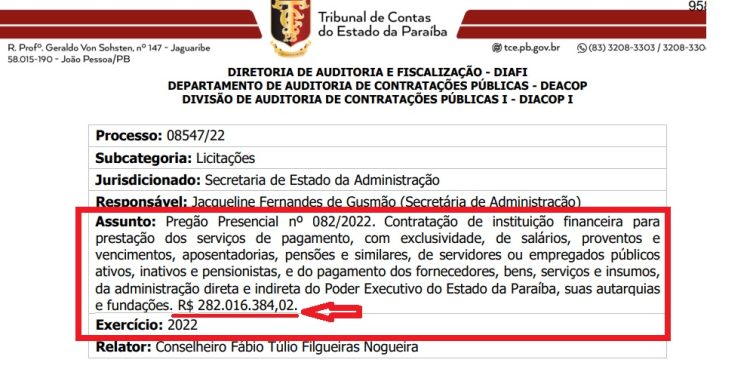 TCE pede informações ao Governo sobre contrato de R$ 282 milhões com Bradesco para operar “folha”