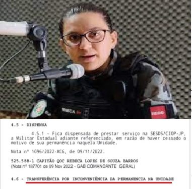 VÍDEO- Perseguição? Após disputar eleição pela Oposição capitã Rebeca é transferida para o Curimataú