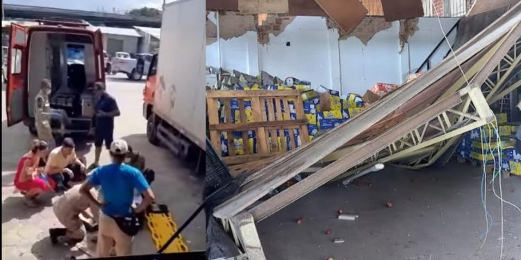 VÍDEOS- Teto de loja desaba na Ceasa em João Pessoa provoca correria e deixa funcionária ferida
