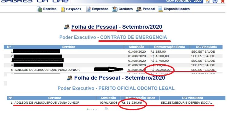 TCE notifica Secretaria da Saúde para esclarecer altos salários de até R$ 51 mil do genro do governador