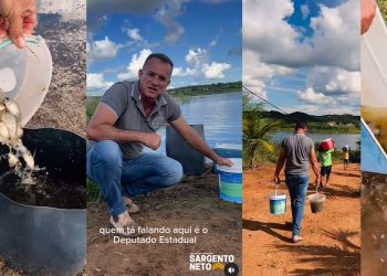 VÍDEO- No aniversário da cidade de Boqueirão deputado Sargento Neto solta 5 mil alevinos no açude