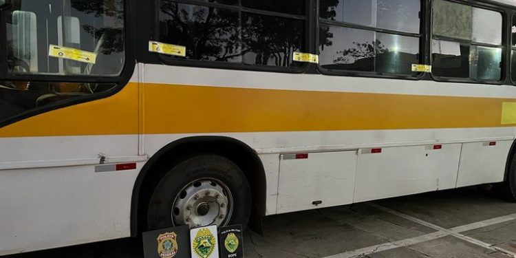 Bandidos utilizavam ônibus escolar para transportar cigarros contrabandeados e PF apreende veículo