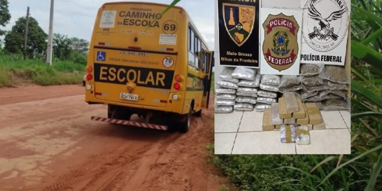 Operação da PF prende motorista que utilizava ônibus escolar de Prefeitura para transporte de drogas