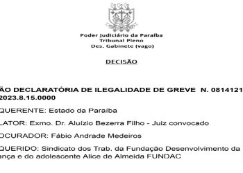 Justiça determina suspensão de movimento grevista dos servidores da Fundac previsto para hoje