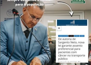 Lei do deputado Sgt Neto garante assento preferencial no transporte público a pessoas com câncer