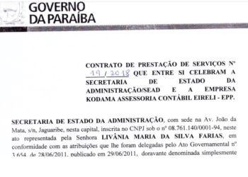 Imputação à delatora na Calvário de R$ 1,3 milhão em contrato do Governo da Paraíba, na pauta do TCE