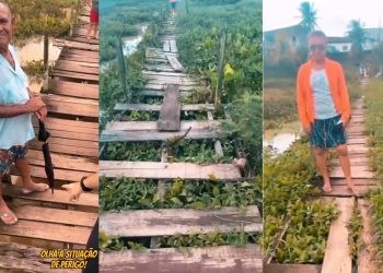 Moradores de Bayeux pedem socorro e mostram perigo em ponte por onde passam crianças e idosos