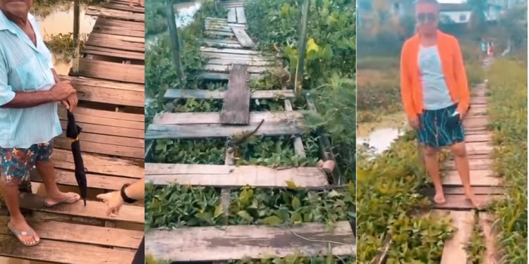 Moradores de Bayeux pedem socorro e mostram perigo em ponte por onde passam crianças e idosos