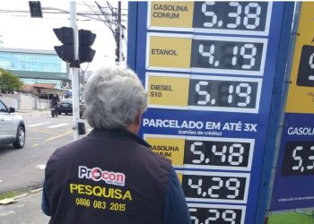 Preço da gasolina em João Pessoa varia entre R$ 5,26 e R$ 5,89 após aumento, revela Proncon-JP