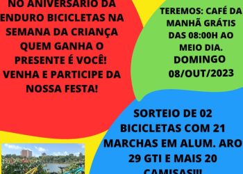 No Domingo das Crianças, a Enduro faz aniversário e sorteia brindes, inclusive 2 bicicletas de 21 marchas