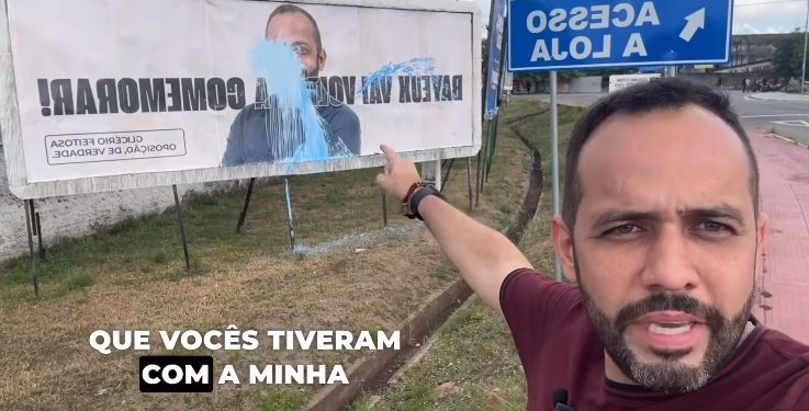 Outdoor de Glicério é alvo de vândalos em Bayeux: “Estão tentando nos calar, mas não vão conseguir”