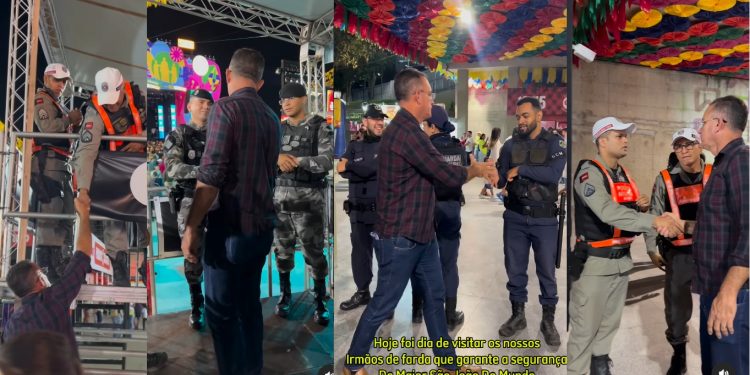 Sargento Neto visita colegas de farda que trabalham pela segurança do Maio São João do Mundo em CG