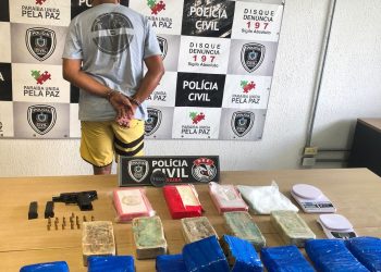 Ficco prende homem no Valentina com 23 kg de crack, cocaína e skank, pistola, 22 munições e celulares