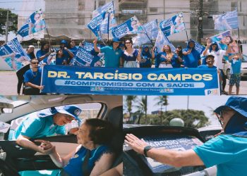 Candidatura de Dr Tarcísio Campos ganha às ruas com adesivaço no Bessa, em frente ao Clube dos Médicos