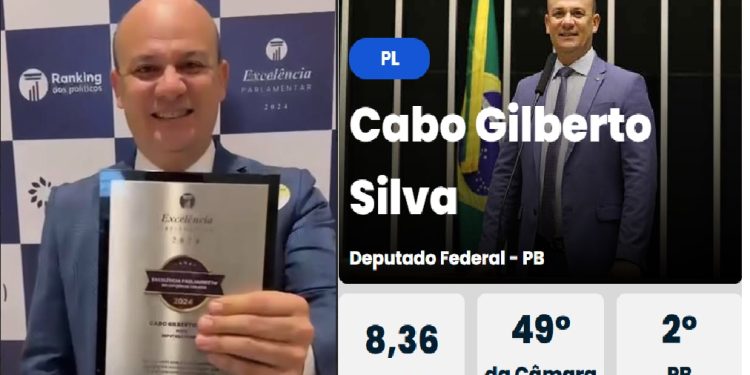 Deputado paraibano Cabo Gilberto recebe prêmio do Ranking dos Políticos como um dos melhores parlamentares do Brasil