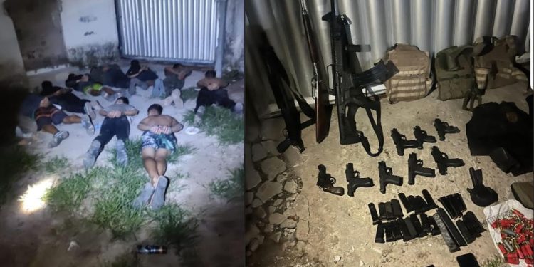 URGENTE- Após troca de tiros, PM prende 9 elementos e apreende fuzil, espingarda 12, pistolas e muita munição em Cabedelo