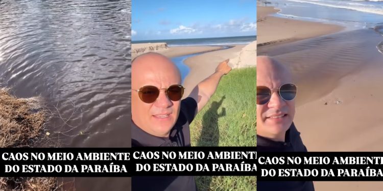 Deputado Cabo Gilberto inspeciona local onde rio Jaguaribe, poluído, desagua em praias e cobra medidas urgentes das autoridades