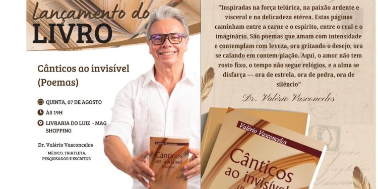 Cardiologista, escritor, poeta, triatleta, Dr Valério Vasconcelos lançará “Cânticos ao Invisível”, sua 16ª obra
