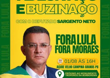 Deputado Sargento Neto convida para “adesivaço e buzinaço” nesta sexta-feira em Campina Grande