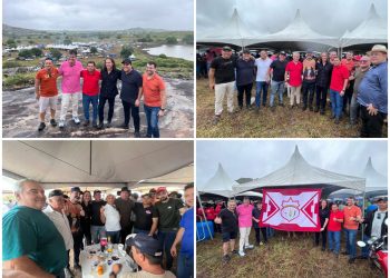 Ao lado de três prefeitos, senador Veneziano Vital prestigia a tradicional Festa da Pedra, em Caiçara