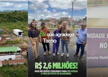 Léa e Camila Toscano agradecem ao deputado Cabo Gilberto recursos para distrito mecânico, saúde e asfalto em Guarabira