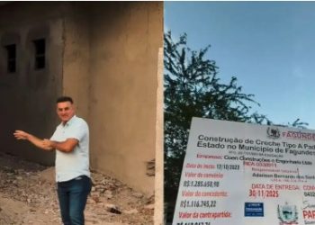 Deputado estadual Sargento Neto denuncia obra de creche inacabada do Governo em Fagundes