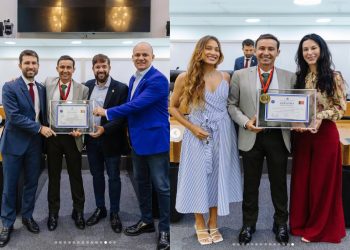 Dep Cabo Gilberto e Michel Henrique entregam medalha e título de cidadão ao médico Marcelo Tissiani