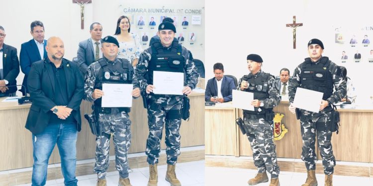PMs que desvendaram sequestro com ameaça e exigência de pix são homenageados na Câmara Municipal de Conde