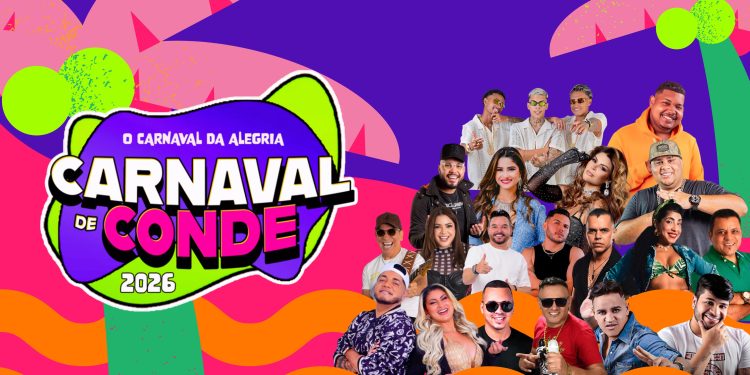 Carnaval de Conde 2026 terá seis dias de festa com shows, trio elétricos e blocos de rua, de 12 a 17 de fevereiro