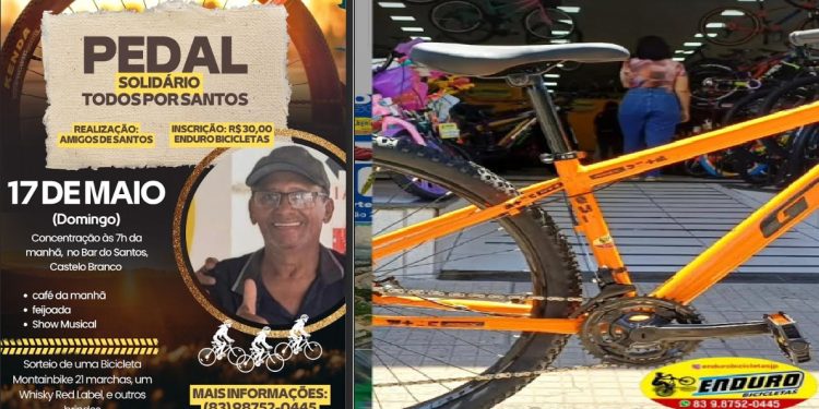 Pedal Solidário, “Todos Por Santos”, terá café da manhã, sorteio de bicicleta e feijoada no Castelo Branco em JP