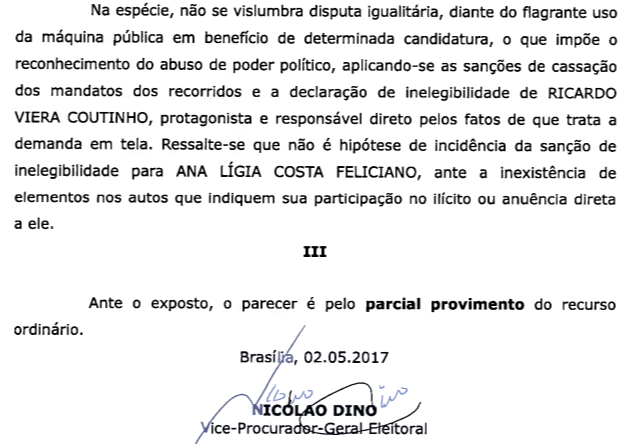 TSE julga pedido de cassação de mandato de RC na próxima 3ª . Parecer do procurador diz que houve uso da máquina pública na campanha