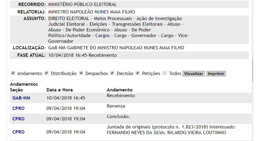 Ministro relator já pode pedir pauta de julgamento da Aije da Pbprev no TSE