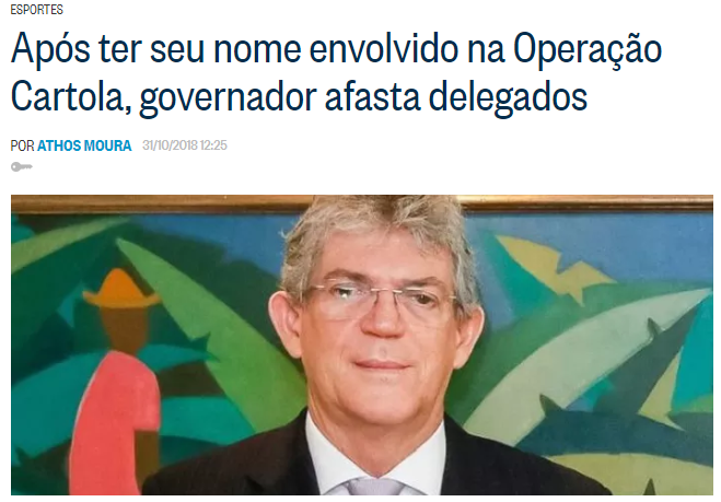 RC NA MÍDIA NACIONAL : Colunista de O Globo destaca exoneração de delegados responsáveis pela Operação Cartola na Paraíba