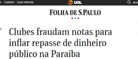 FRAUDE NO GOL DE PLACA : Mídia nacional denuncia mais um escândalo no futebol da Paraíba