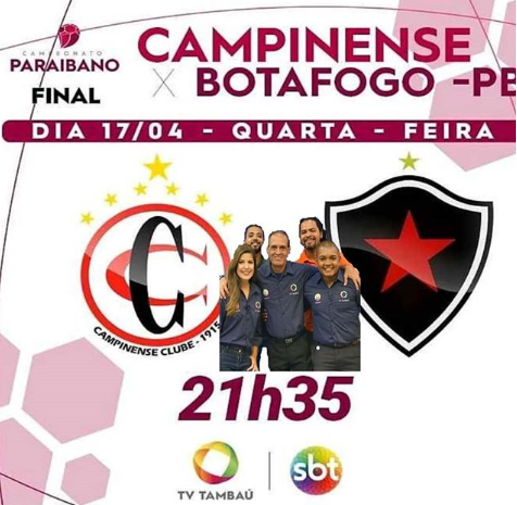 CAMPINENSE X BOTAFOGO – TV Tambáu transmite final do Campeonato Paraibano com narração de Ivan Nunes