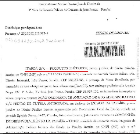 Empresários alertaram Governo da Paraíba e Justiça sobre risco de ceder parque industrial a sócios de empresa do Rio de Janeiro