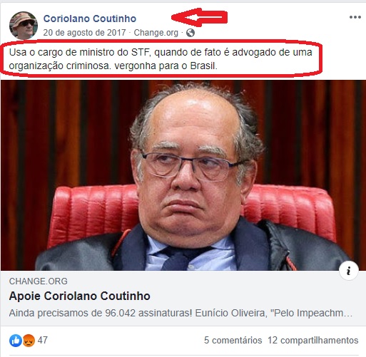 “HABEAS PINO” – Coriolano Coutinho acusou relator da Calvário no STF de ser “advogado de uma organização criminosa’