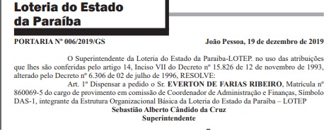 Após investigação Calvário apontar Coriolano Coutinho como beneficiário do Paraíba de Prêmios, Governo exonera coordenador de finanças da Lotep