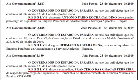 Governador João Azevedo dispensa liquidantes da Empasa e CDRM, ligados a Ricardo Coutinho